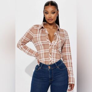 Women’s FashionNova plus button front plaid shirt size 1X